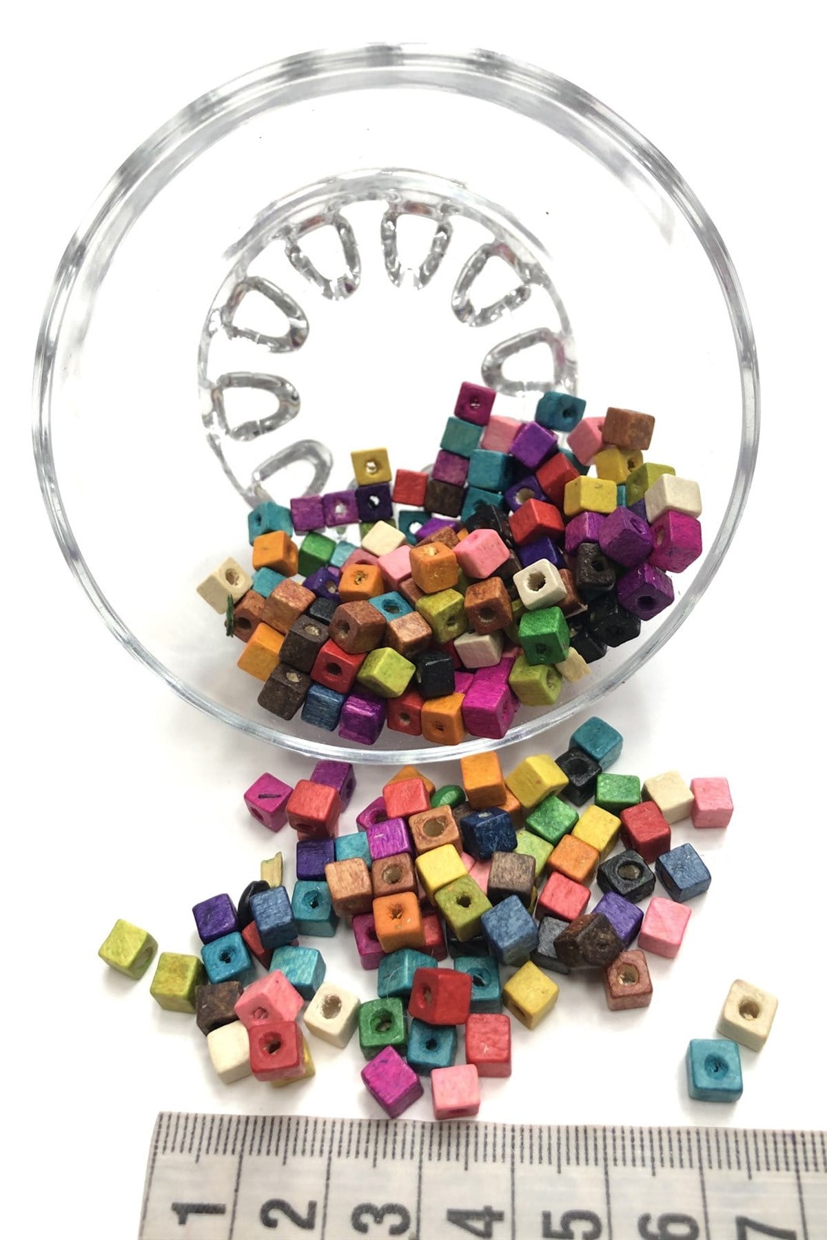 Mixed Color Cube Wooden Beads 25 gr