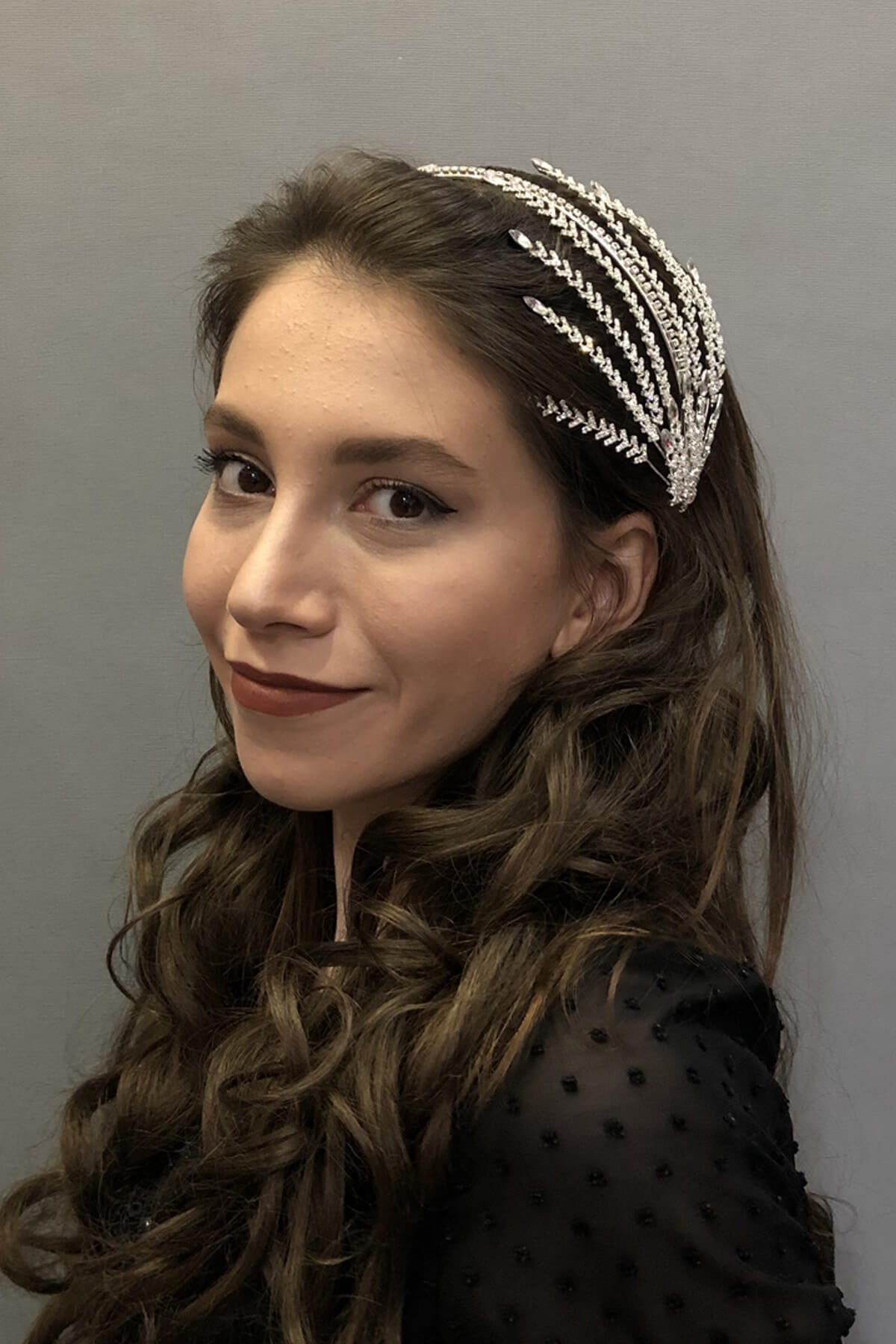 Albireo Silver Color Double Sided Bridal Crown