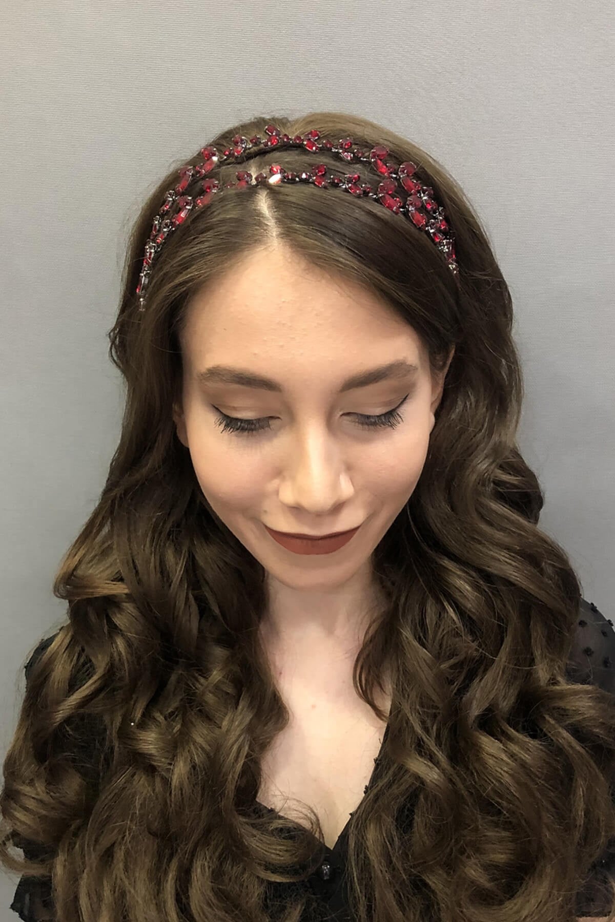 Alpha Model Double Row Claret Red Bridal Henna Crown