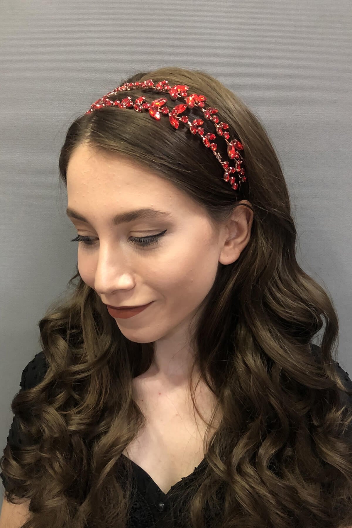 Alpha Model Double Row Red Bridal Henna Crown