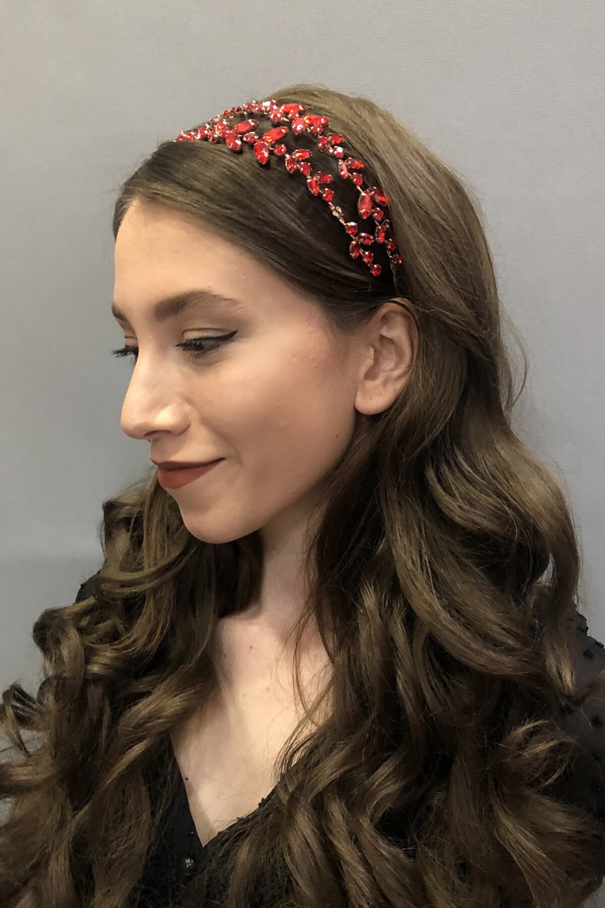 Alpha Model Double Row Red Bridal Henna Crown