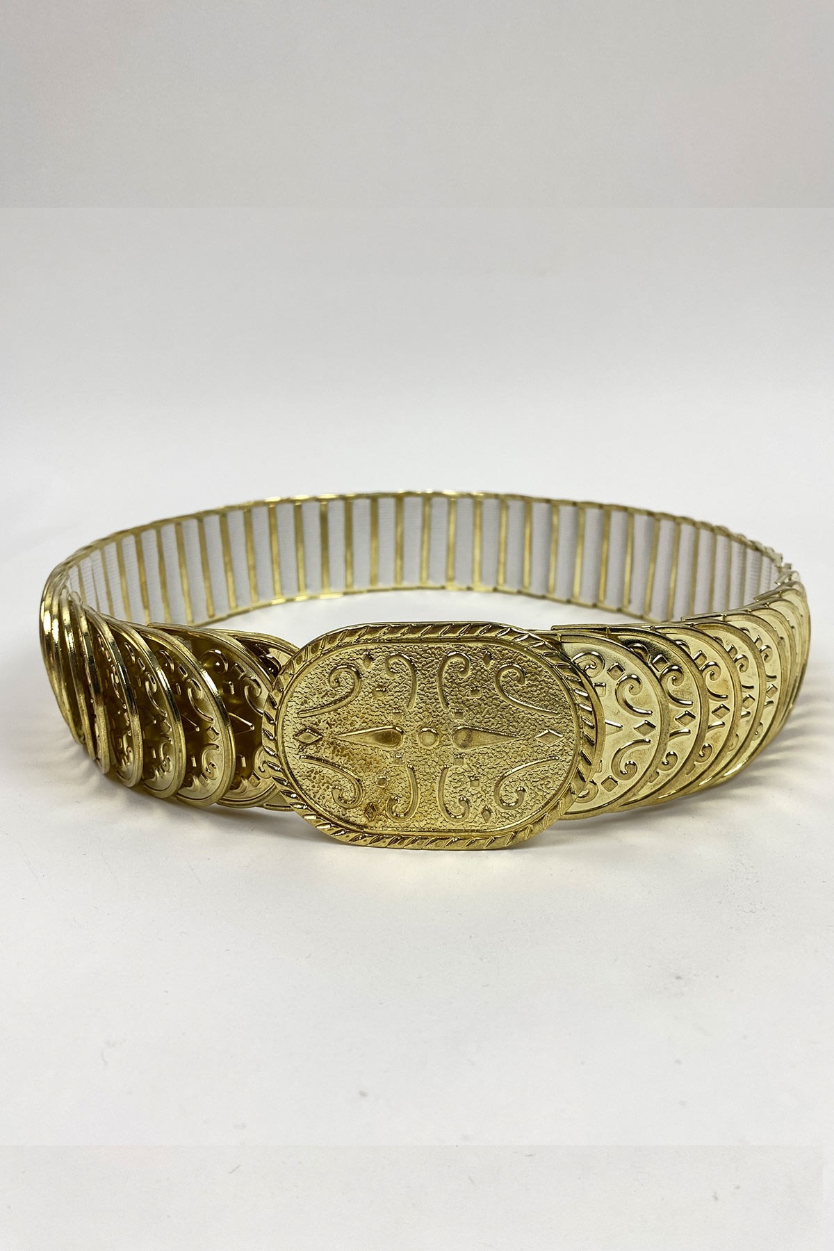 Altın Rengi Lastikli Kemer