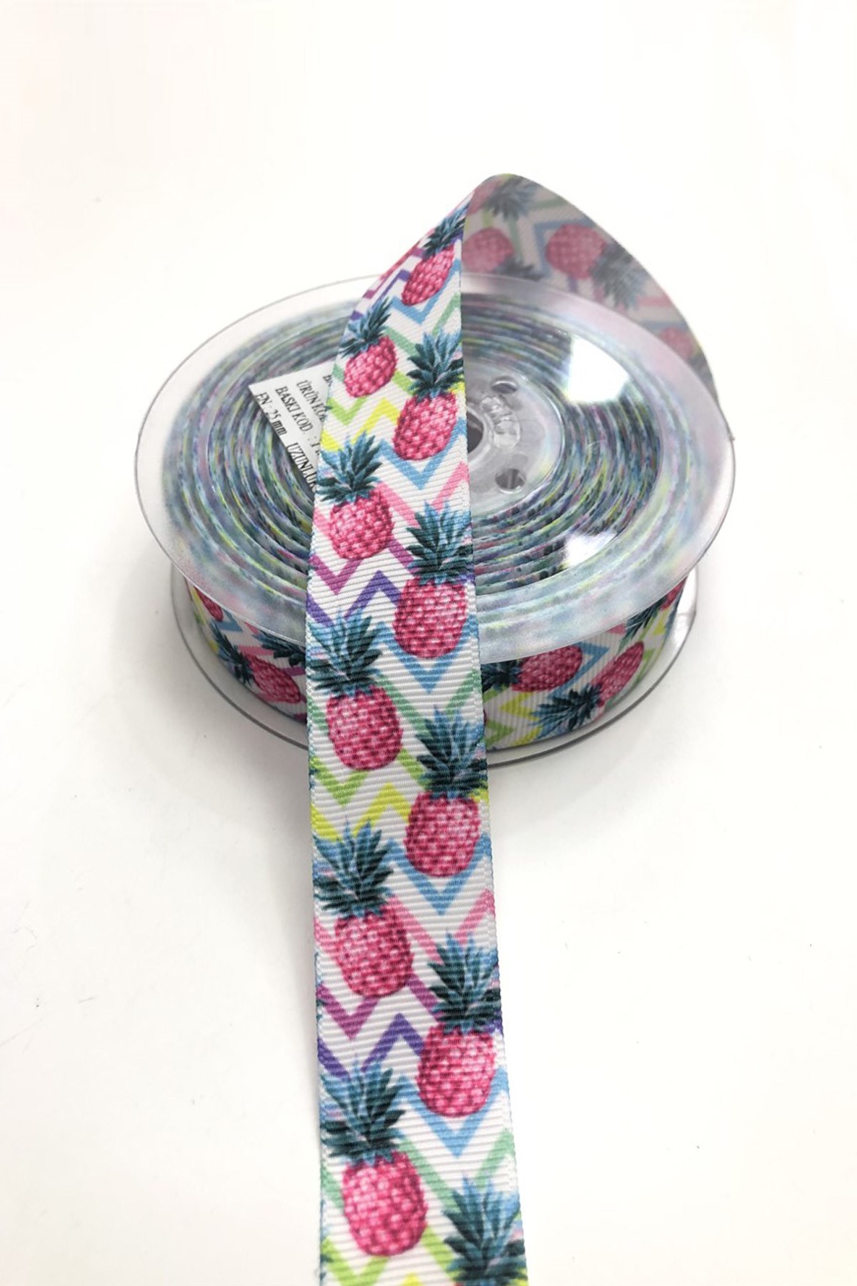 Pineapple Patterned Grosgrain Ribbon 2.5 cm 1 m