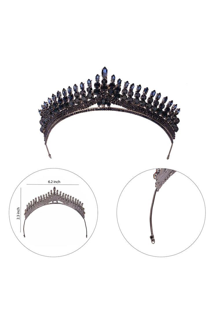 Antares Model Bridal Henna Tiara Princess Tiara Crystal Wedding Henna Tiara Navy Blue