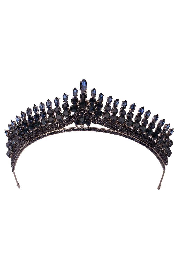 Antares Model Bridal Henna Tiara Princess Tiara Crystal Wedding Henna Tiara Navy Blue