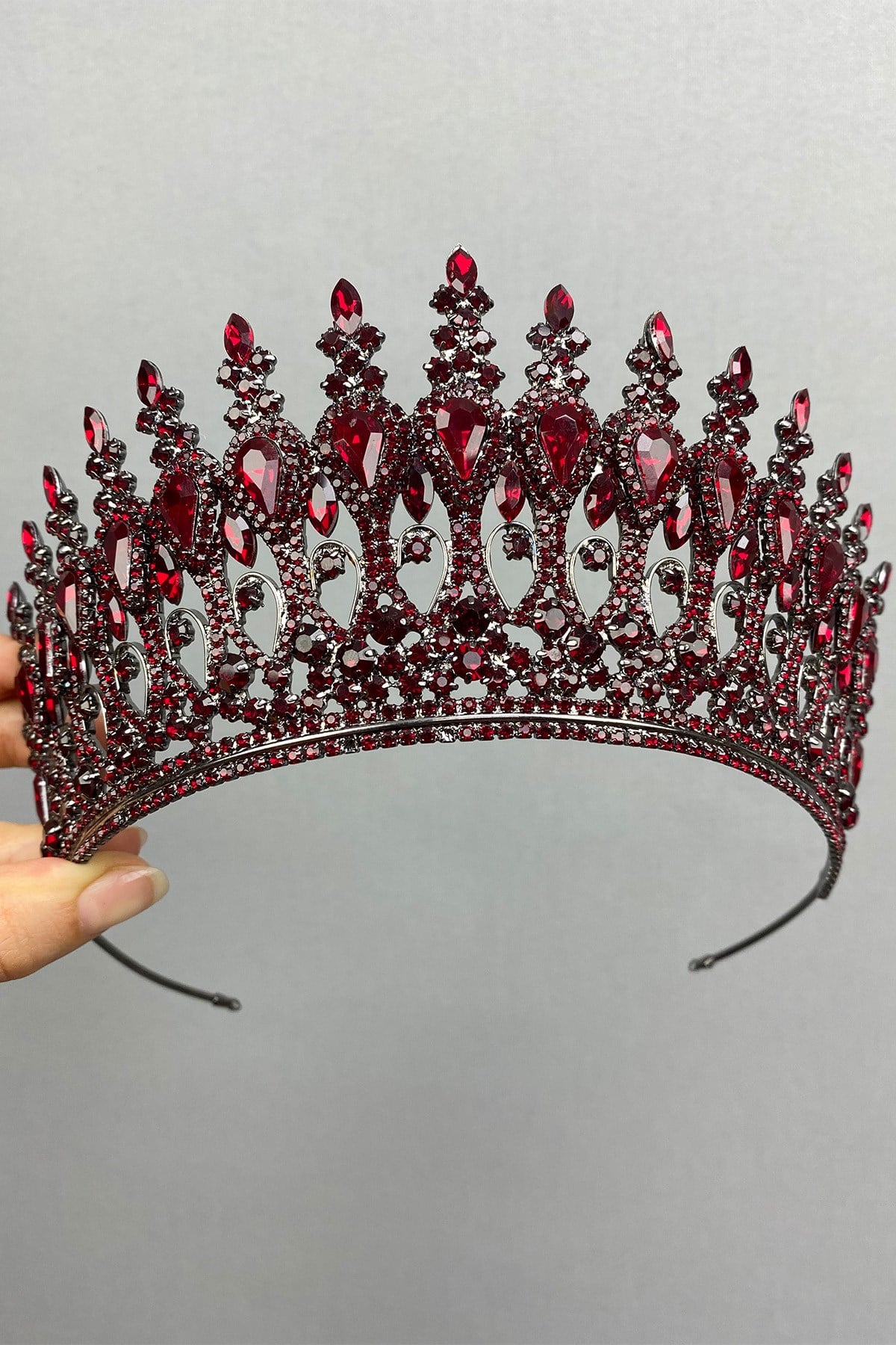 Anthracite Claret Red Beety Henna Bridal Crown