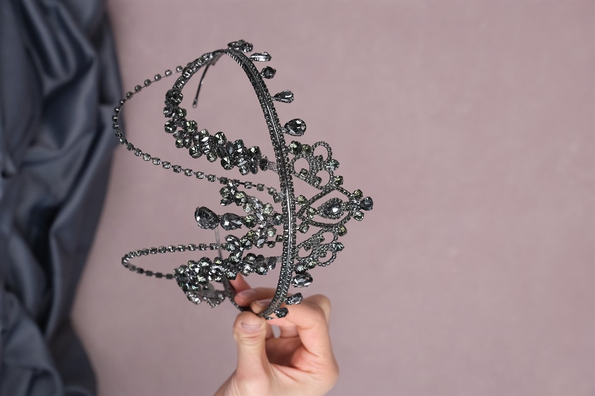 Anthracite Gray Hürrem Bridal Henna Crown