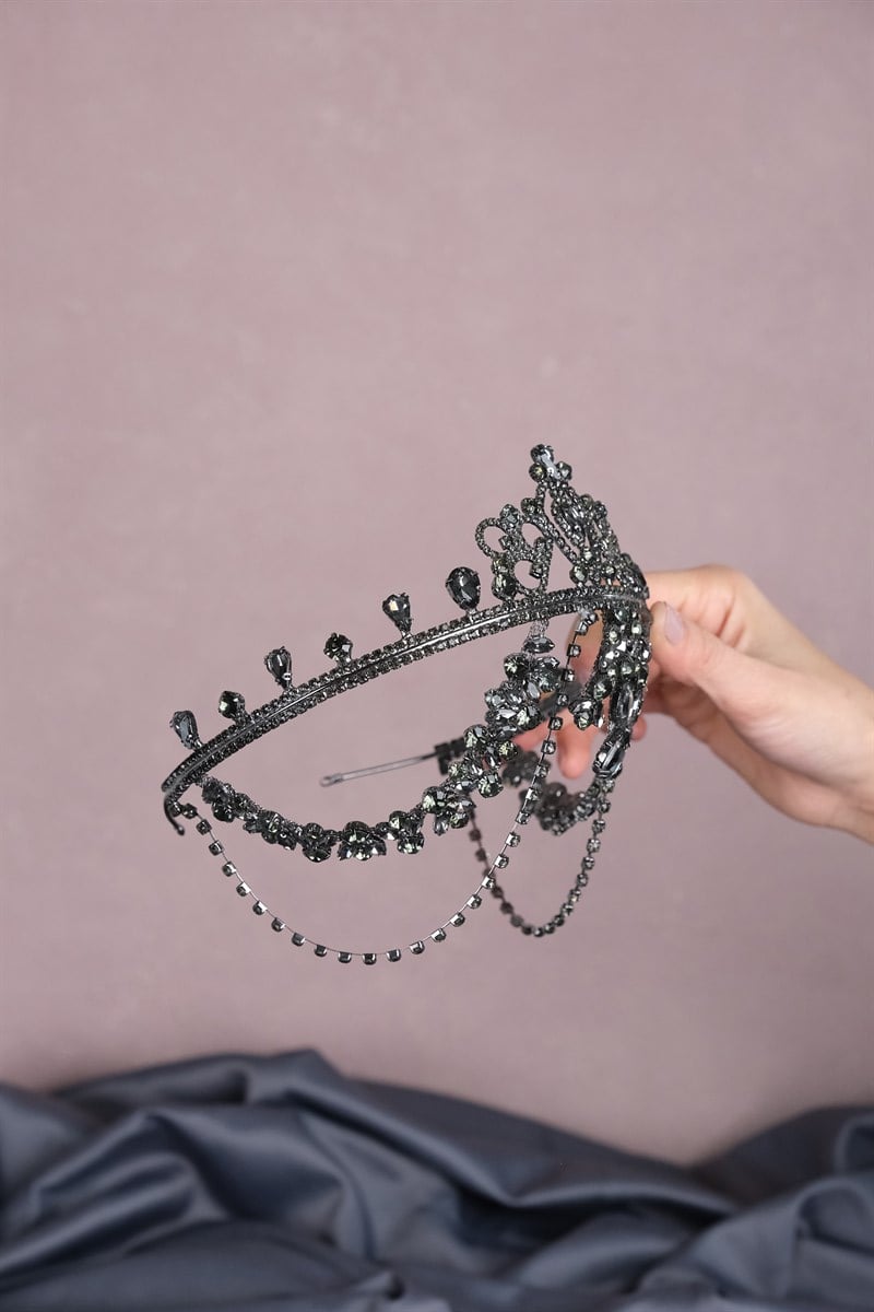 Anthracite Gray Hürrem Bridal Henna Crown