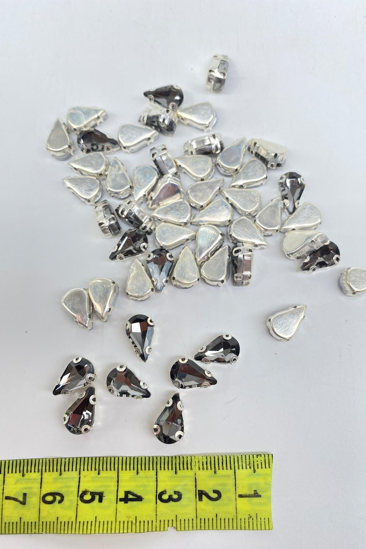 Anthracite Gray Case Strut Bright Glass Drop Beads 10 Pieces