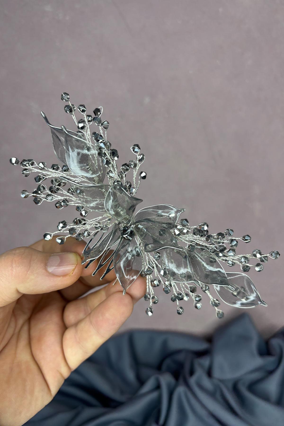 Anthracite Grey Pearlescent Essence Comb Bridal Hair Accessory