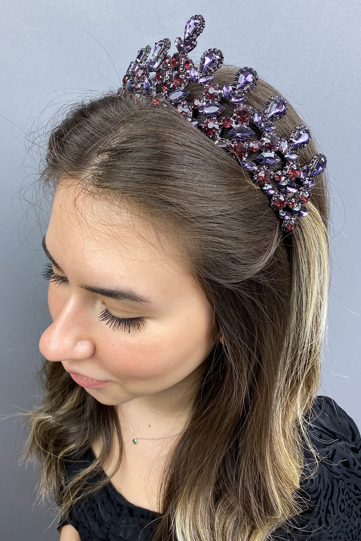 Anthracite Claret Red Beety Henna Bridal Crown