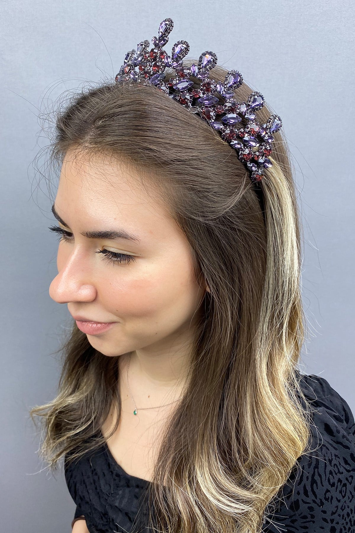 Anthracite Claret Red Beety Henna Bridal Crown