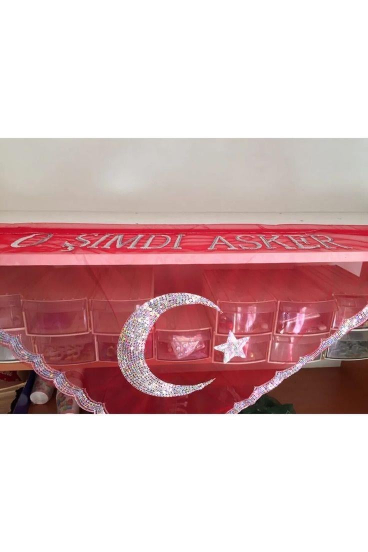 Asker Şalı O Şimdi Asker Yazılı Şal Simli Ay Yıldızlı