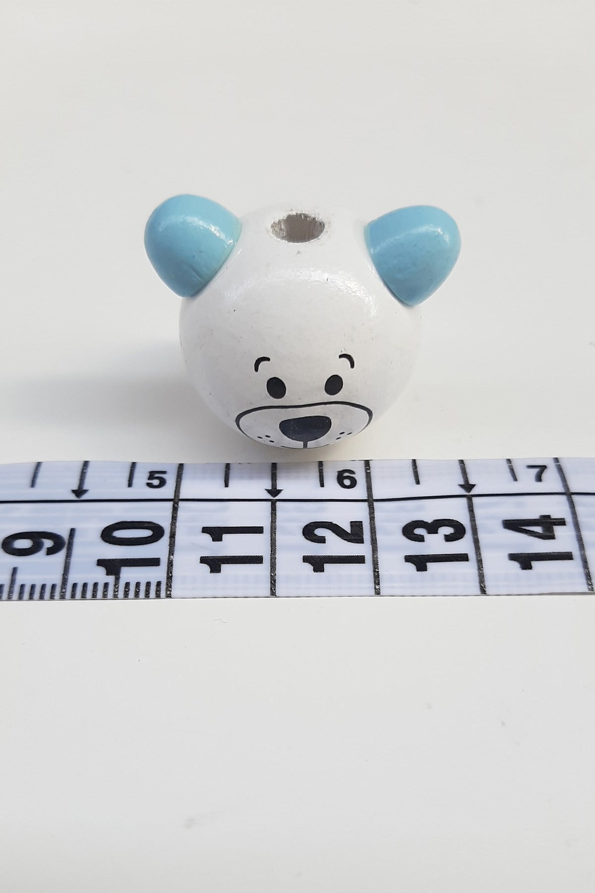 Teddy Bear Modified Blue and White Wooden Beads