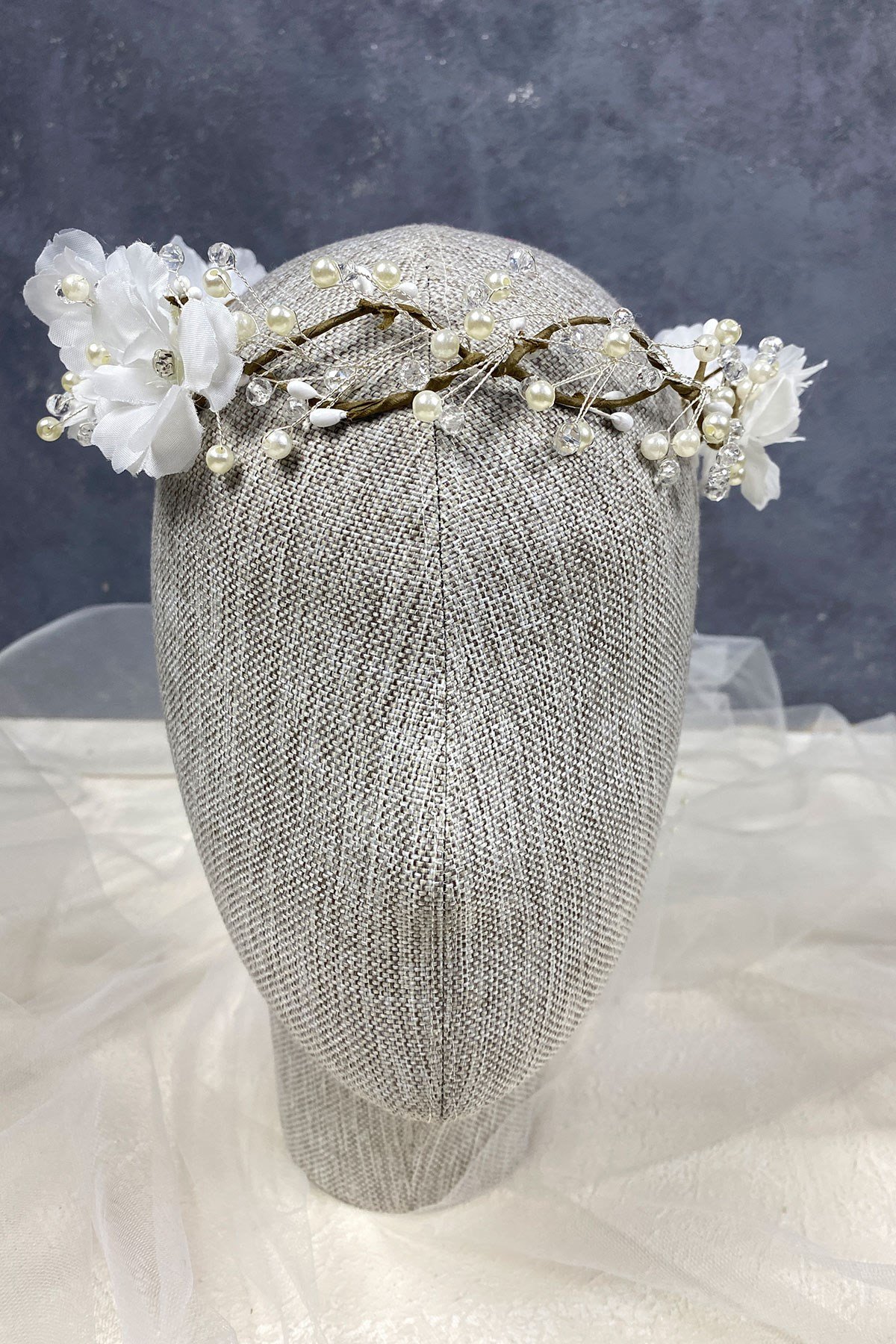 Bahar Dallı İnci Boncuklu Gelin Tacı Saç Aksesuarı