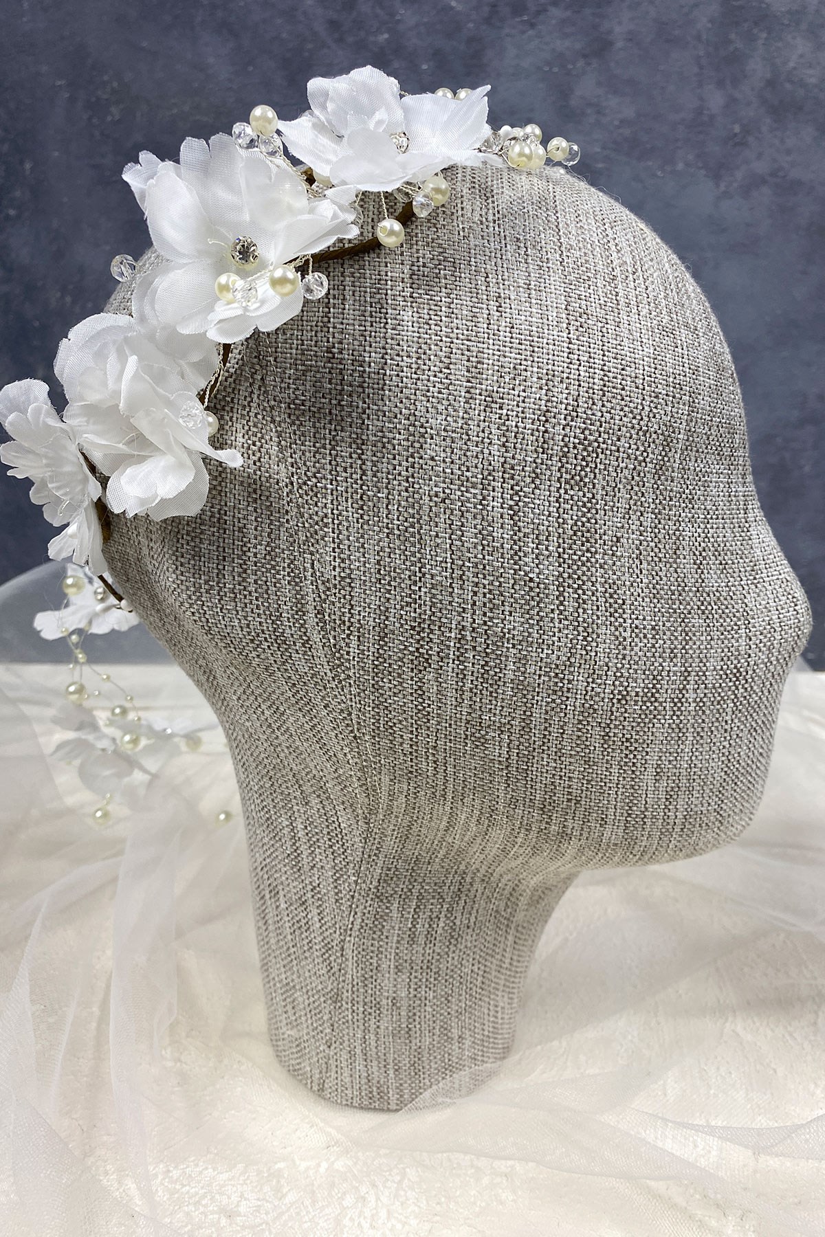 Bahar Dallı İnci Boncuklu Gelin Tacı Saç Aksesuarı