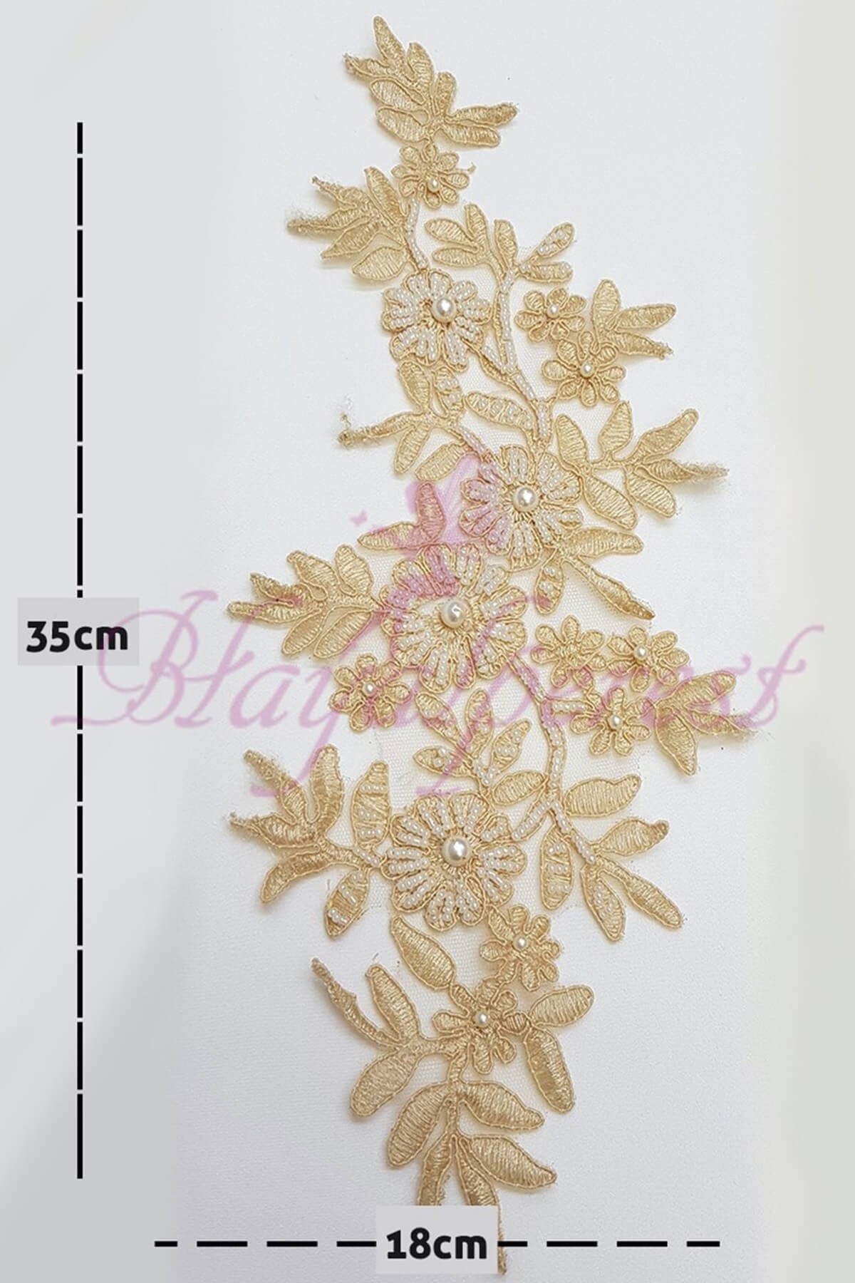 Honey Color Bead Embroidered Piece Guipure Lace