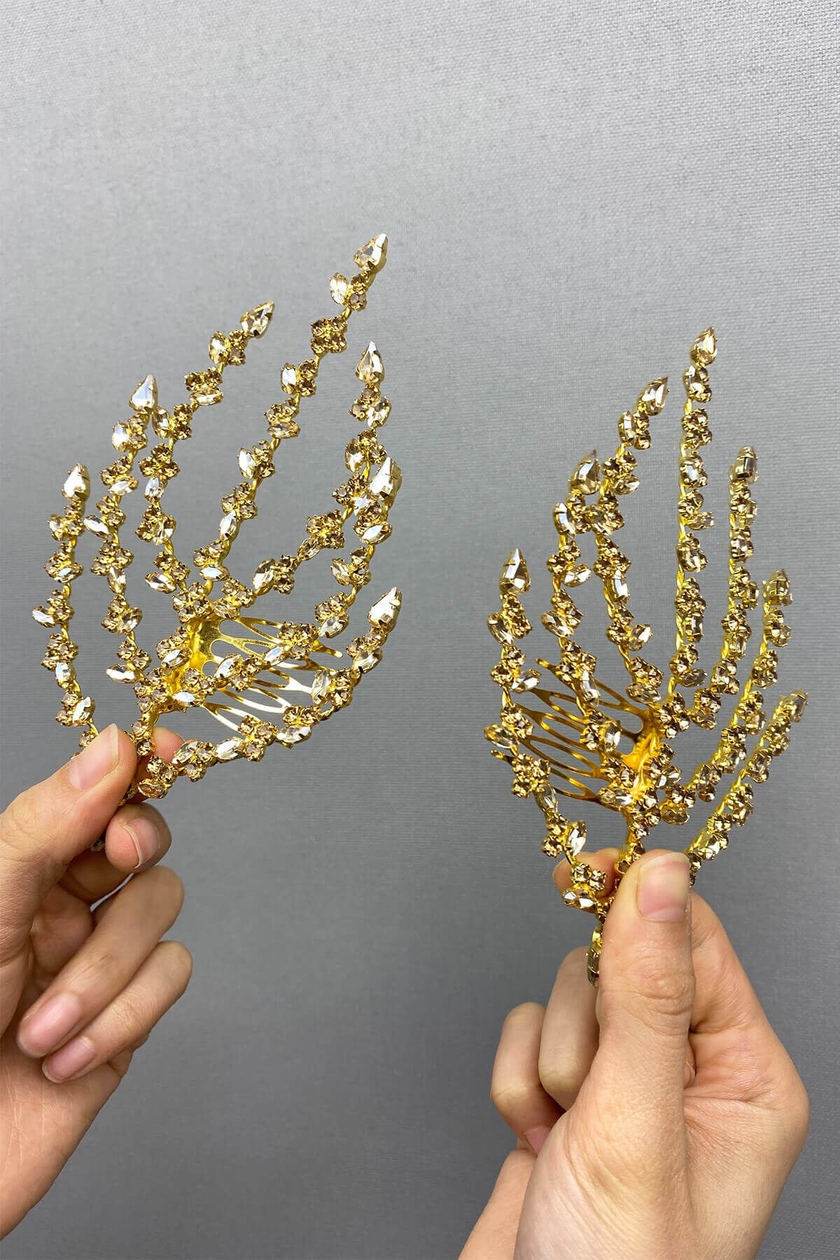 Honey Color Double Sided Leaf Patterned Hair Accessory Henna Crown