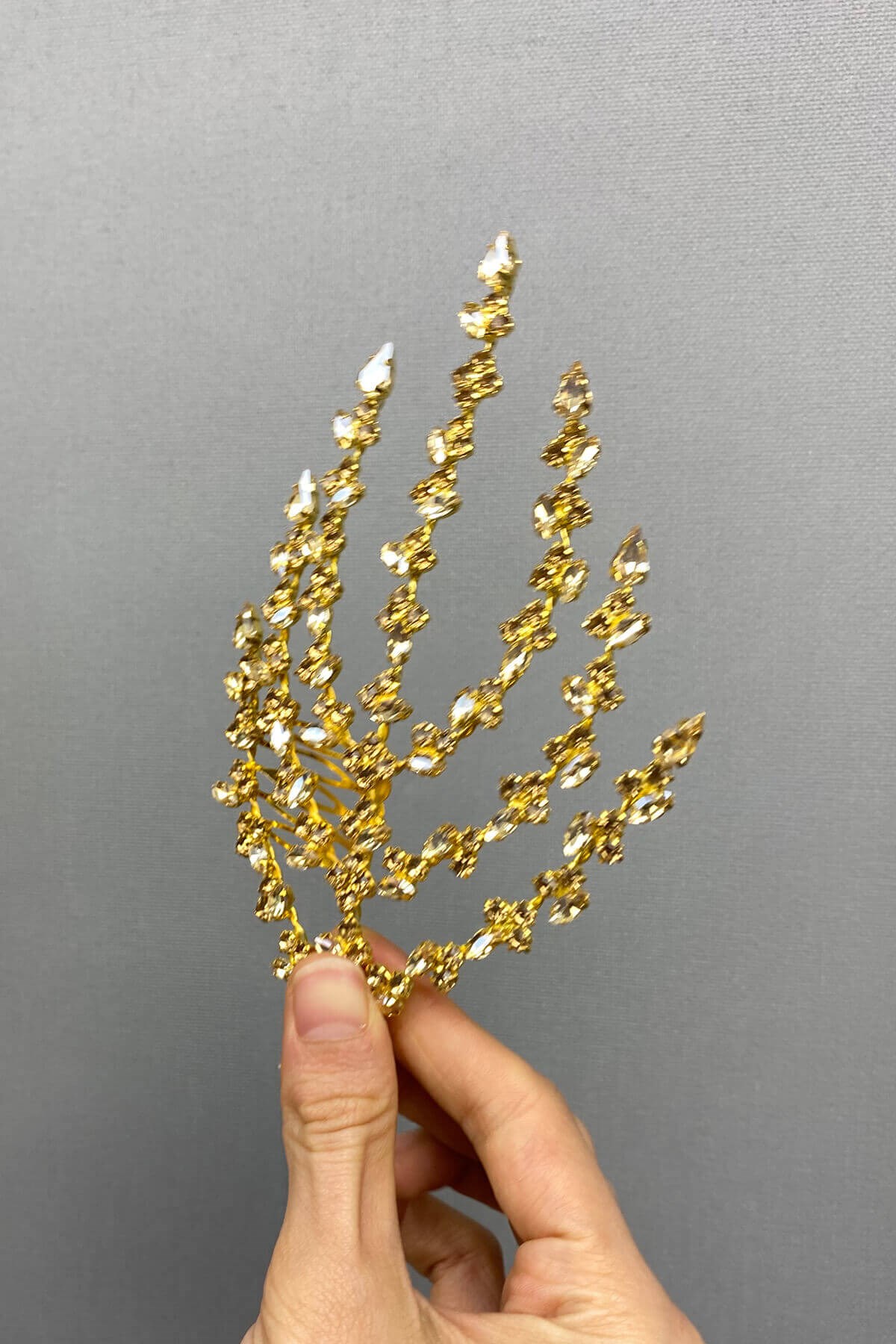 Honey Color Double Sided Leaf Patterned Hair Accessory Henna Crown