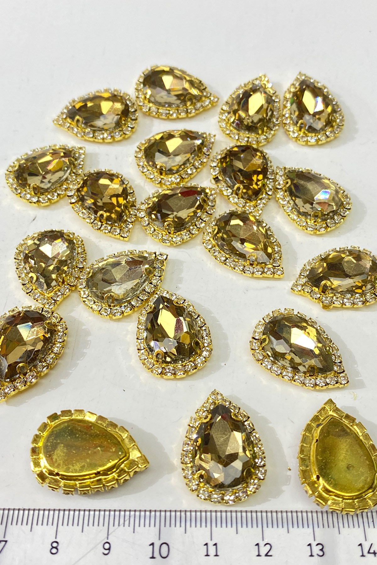 Bal Rengi Gold Kasalı Damla Dikme Taş 5 Adet