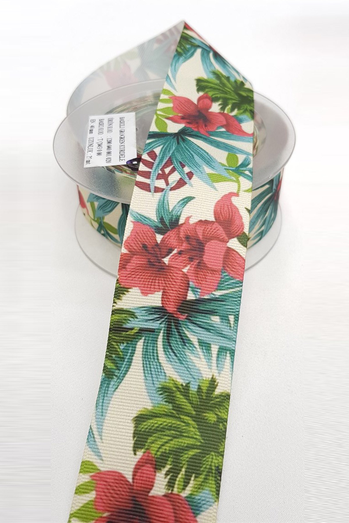 شريط طباعة الأزهار Grosgrain 4 سم