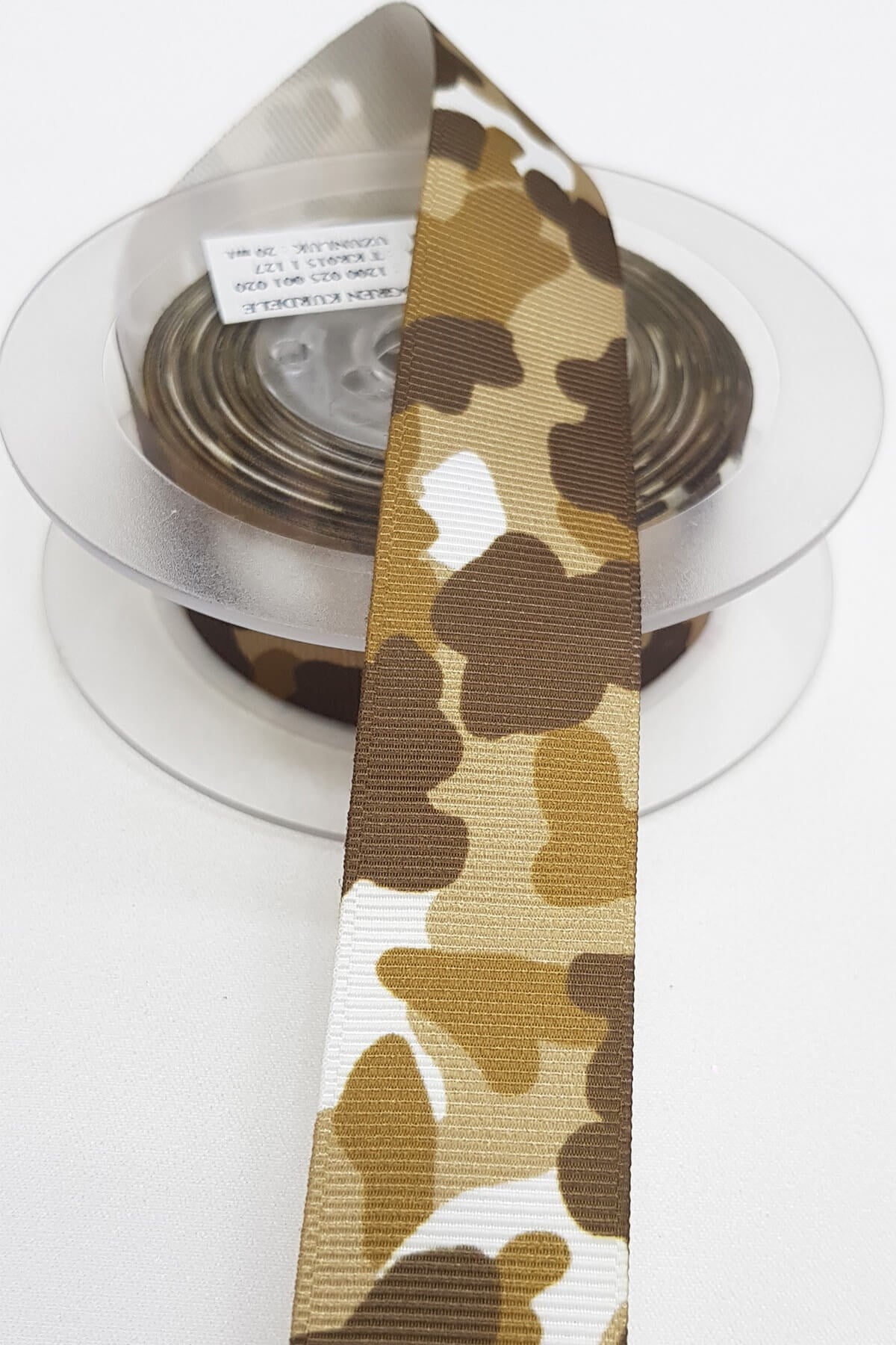 Brown Camouflage Printed Grosgrain Ribbon 2.5Cm