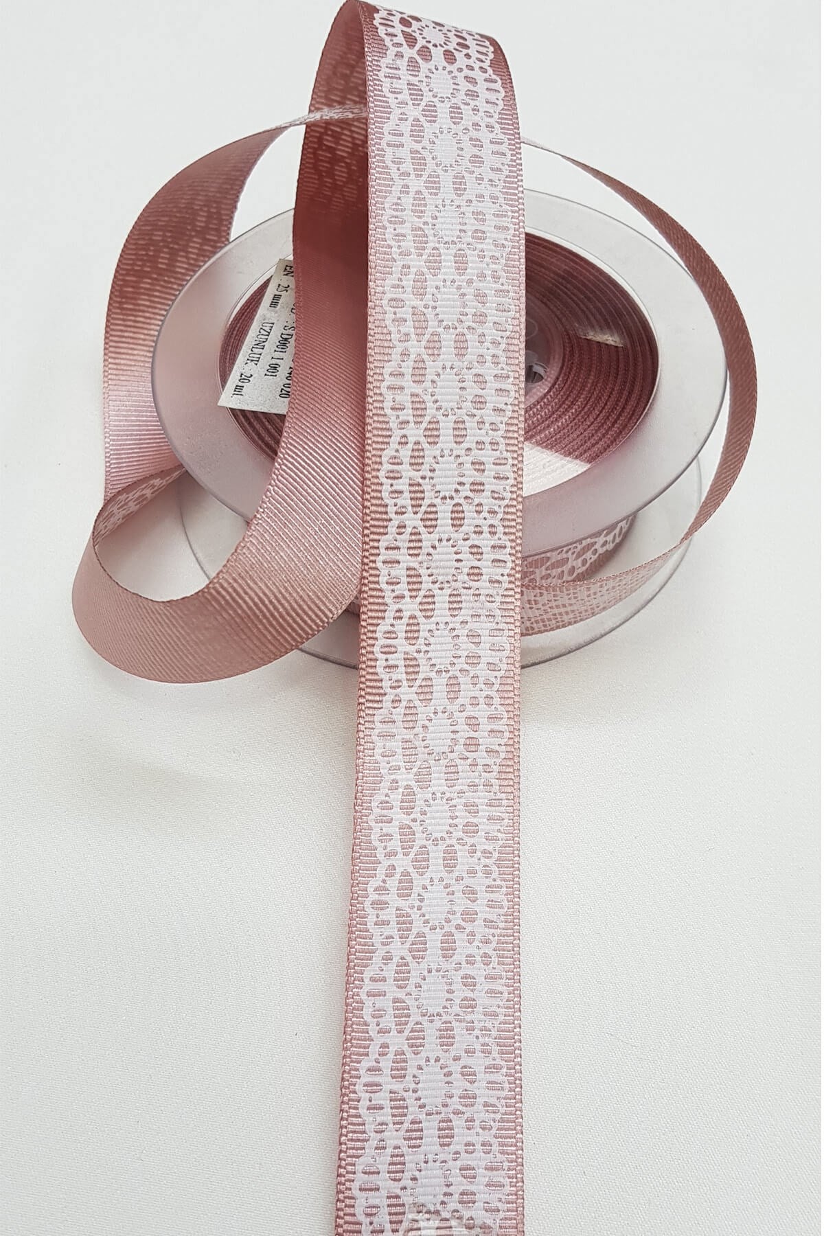 Powder Lace Patterned Grosgrain Ribbon 2.5Cm