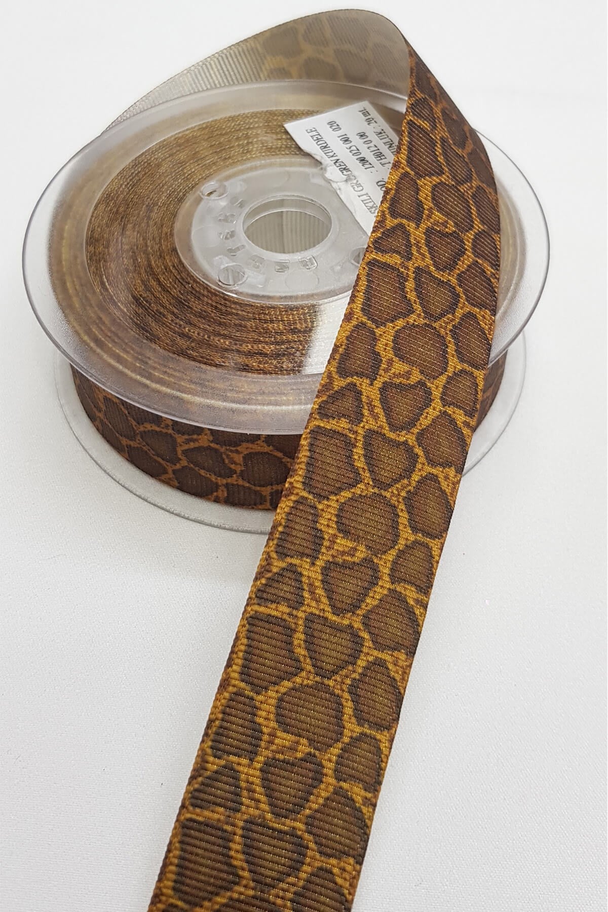 Brown Leopard Printed Grosgrain Ribbon 2,5Cm