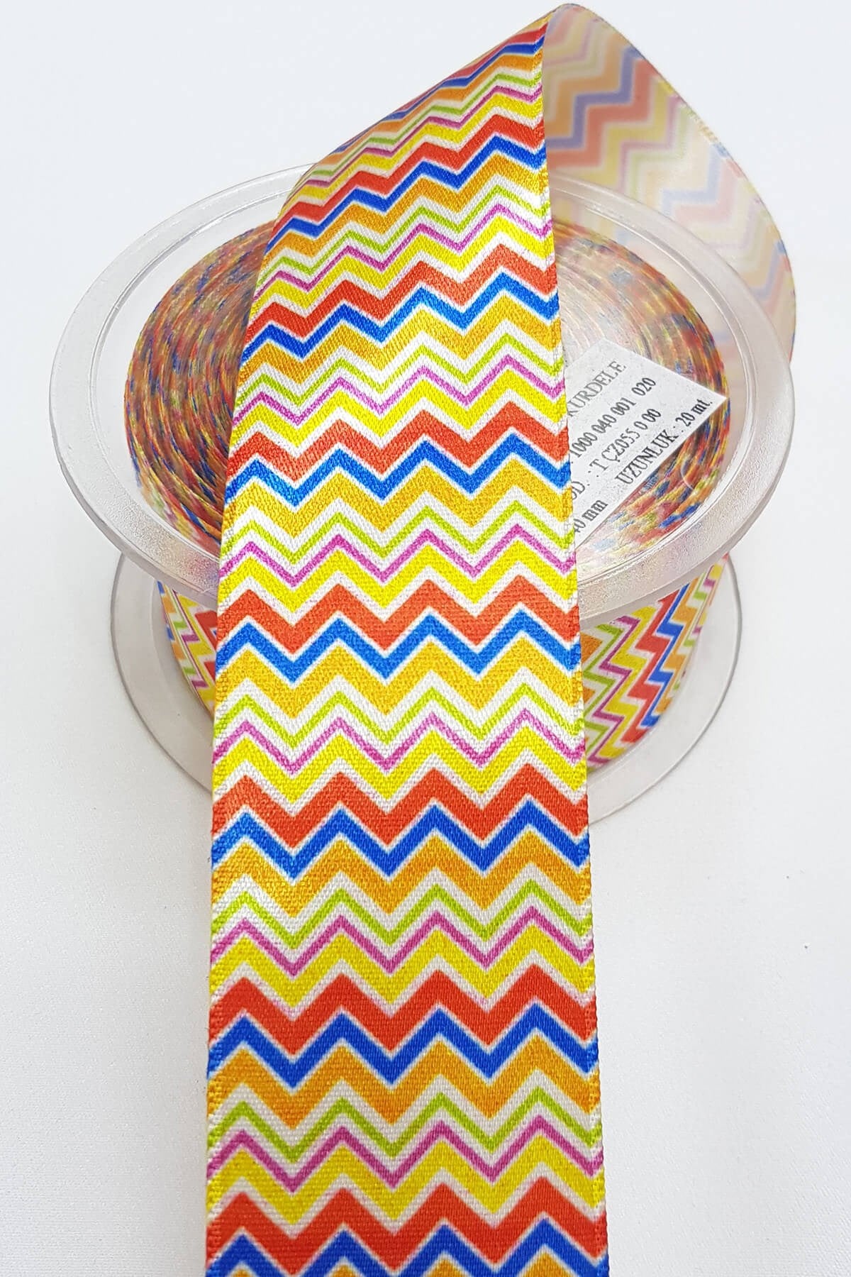 Colorful Zigzag Line Printed Satin Ribbon 4Cm
