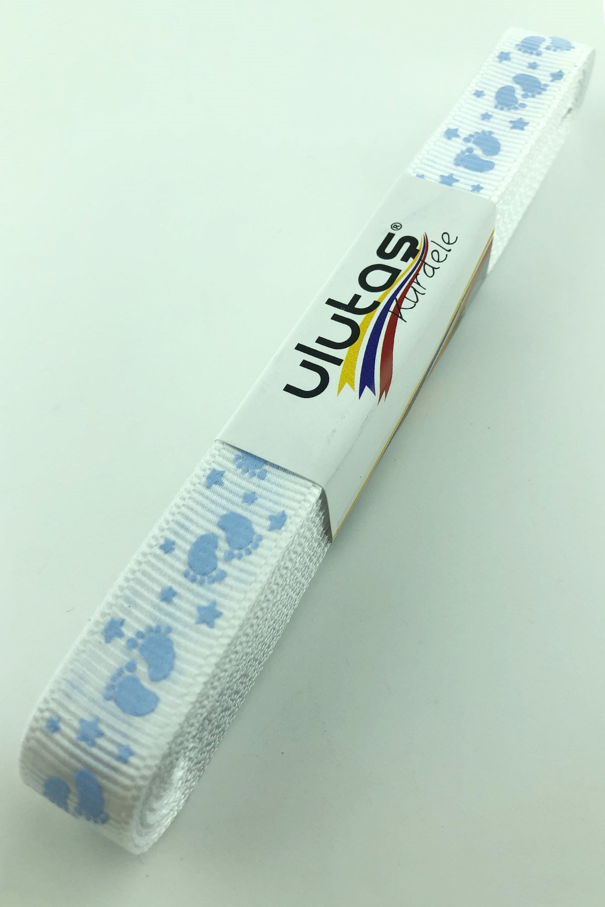 Bebe Blue Baby Foot Figure Printed Grosgrain Ribbon 1.5 cm