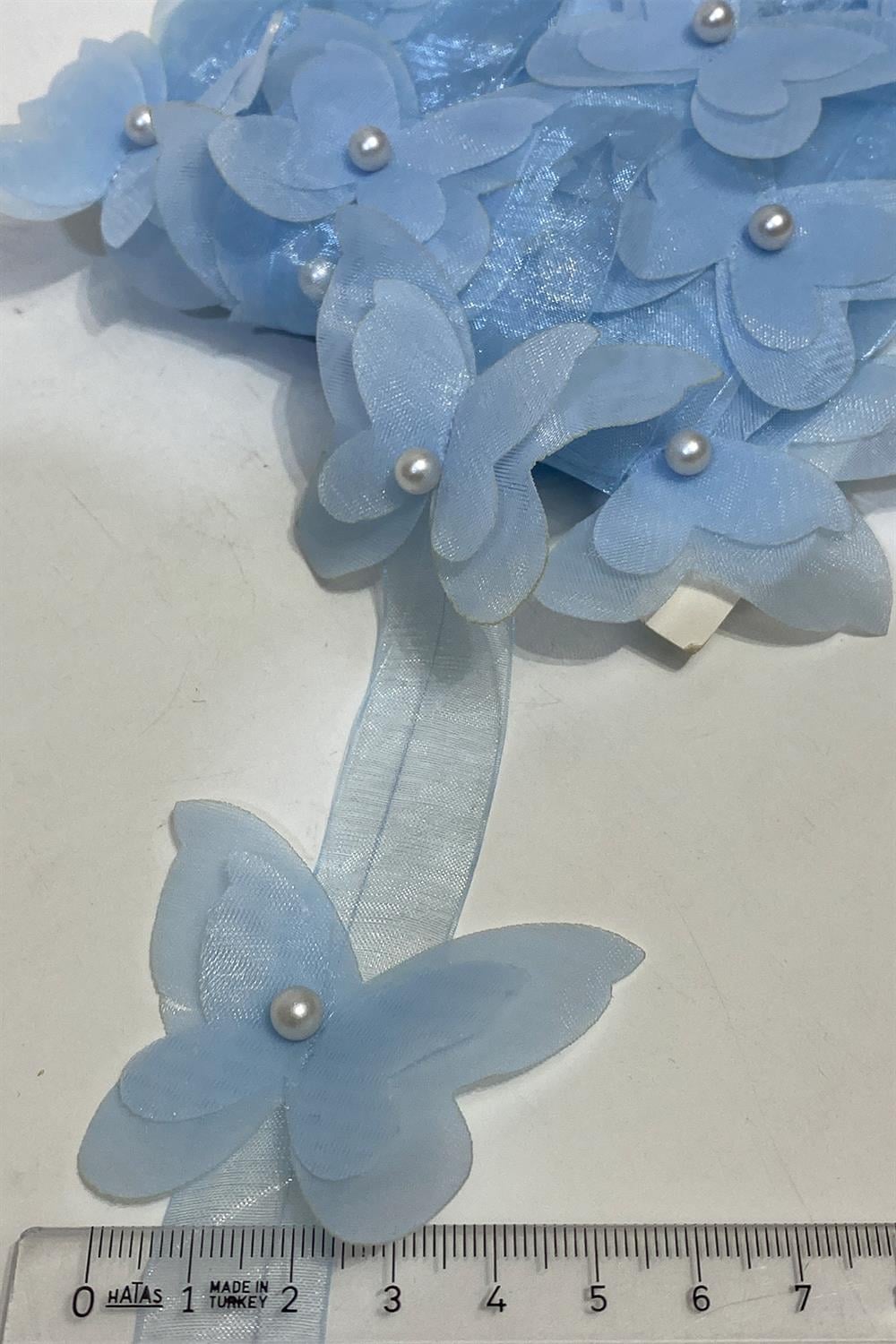  Baby Blue Laser Cut Chiffon Butterfly