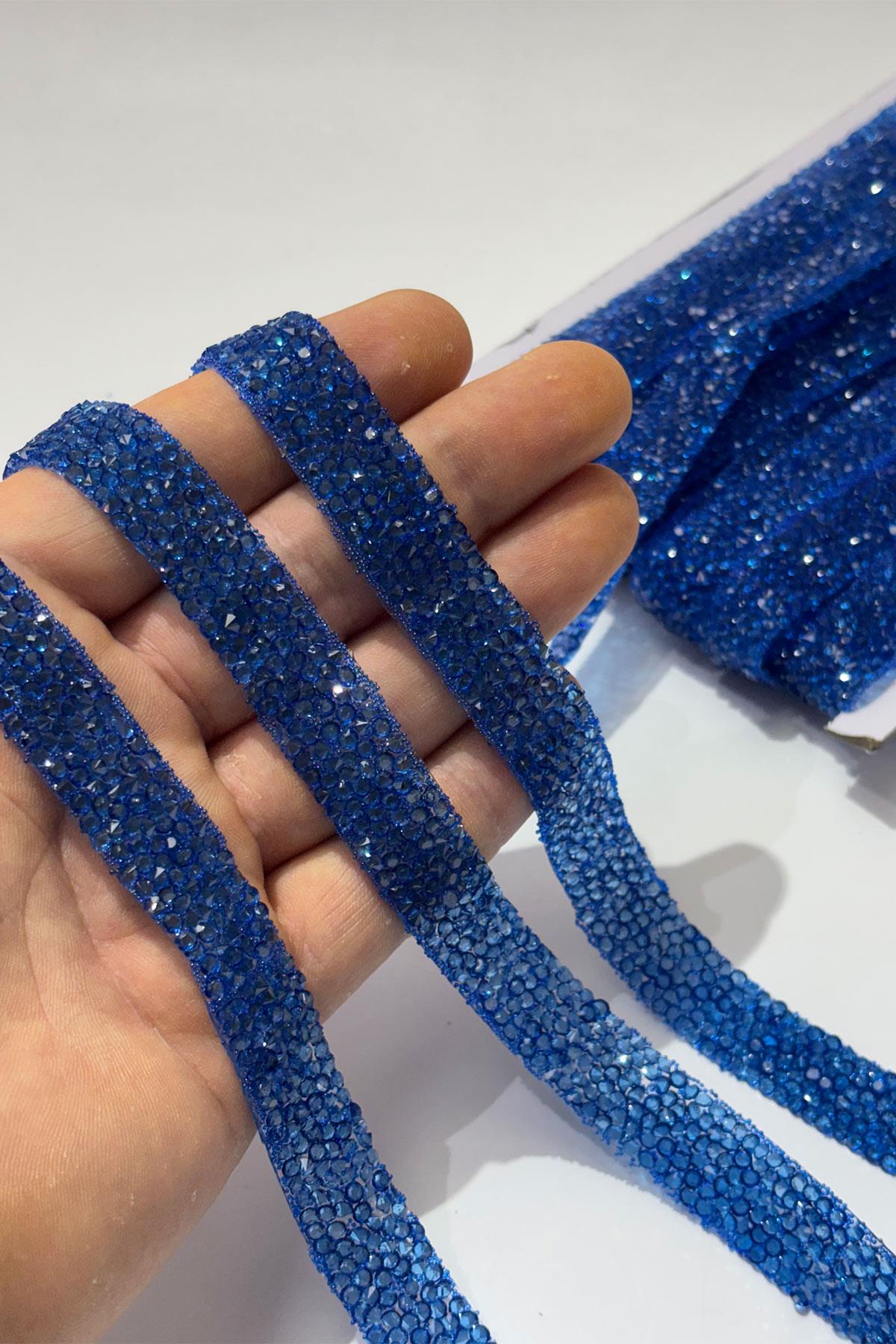 Bebe Mavi  Ütüyle Yapışan Şerit Taş Boncuk1,5 Cm 