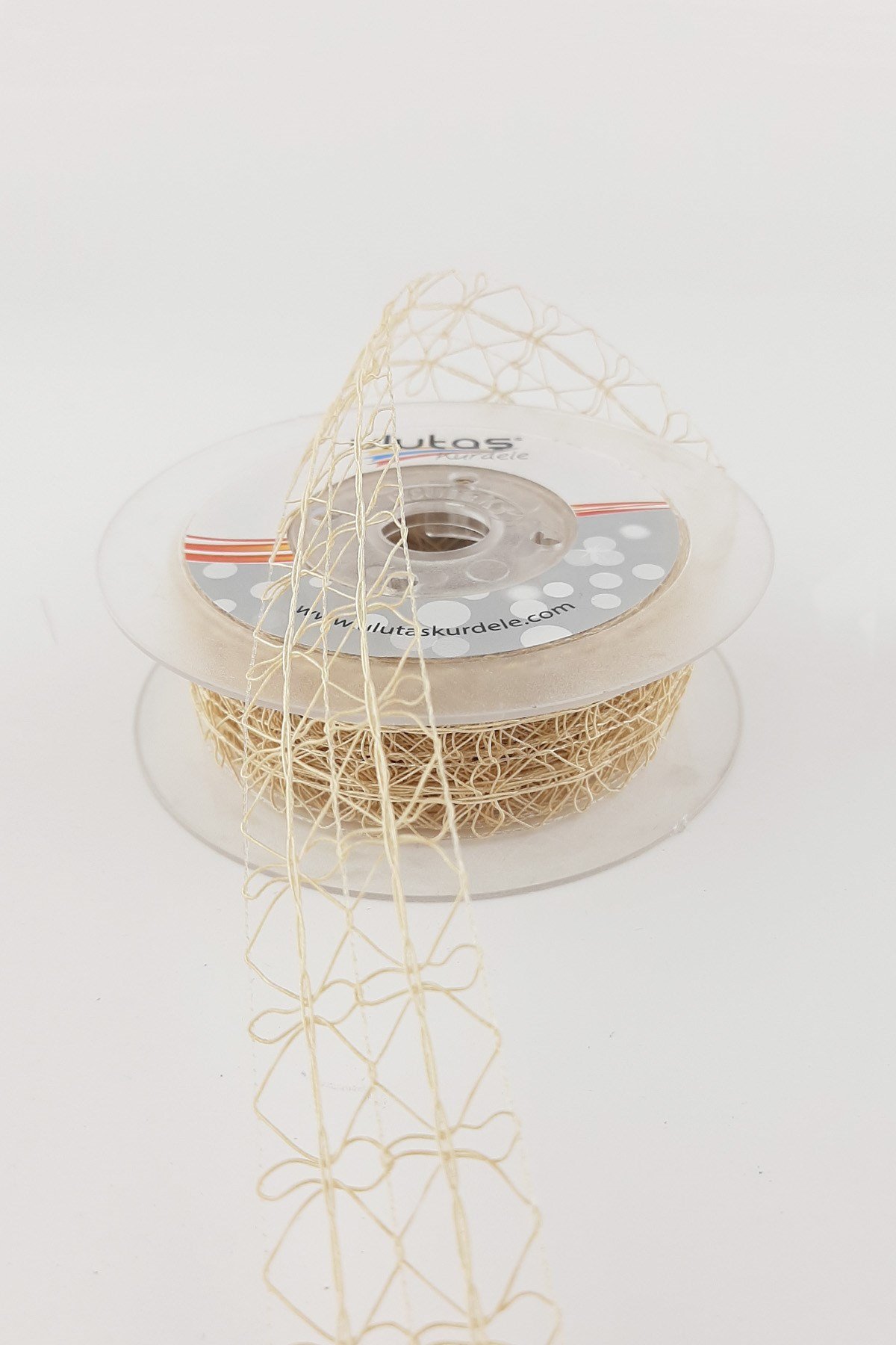 Bej rengi Dantel Tela Kurdele 10 mt