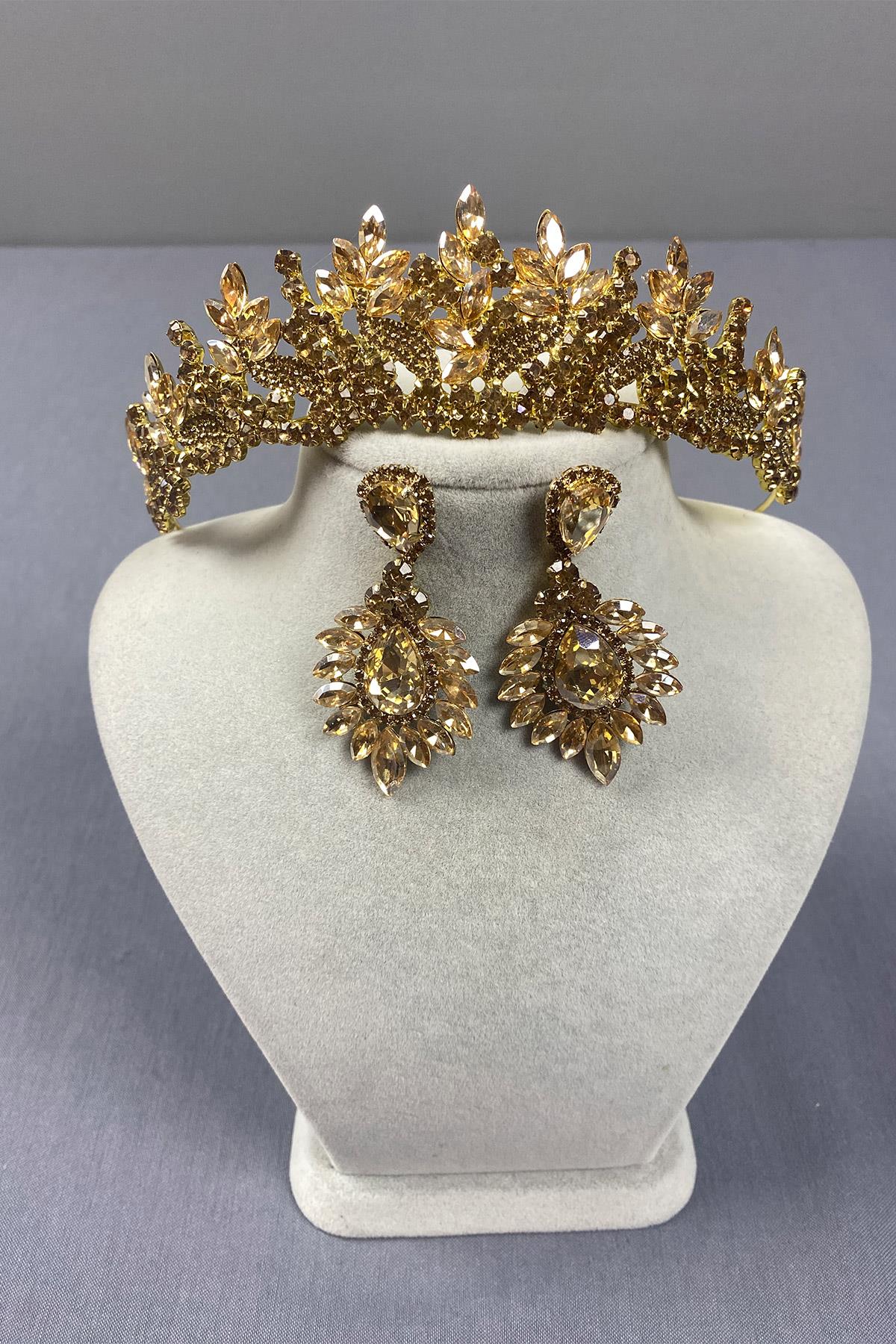 Belur Bridal Henna Crown and Drop Earring Set