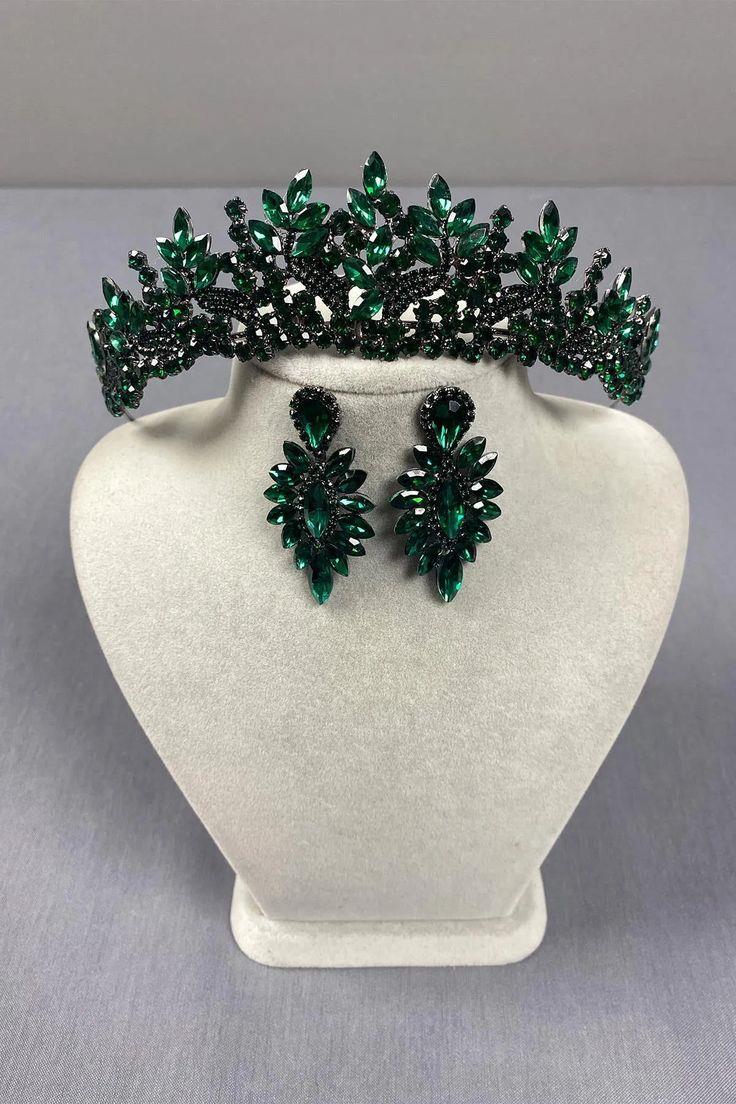 Belur Bridal Henna Tiara and Teardrop Earring Set