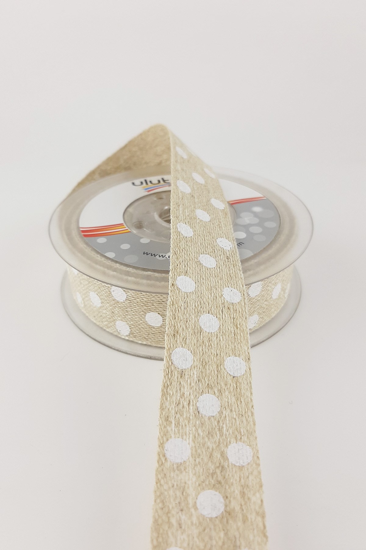 White Printed Linen Ribbon 10 mt