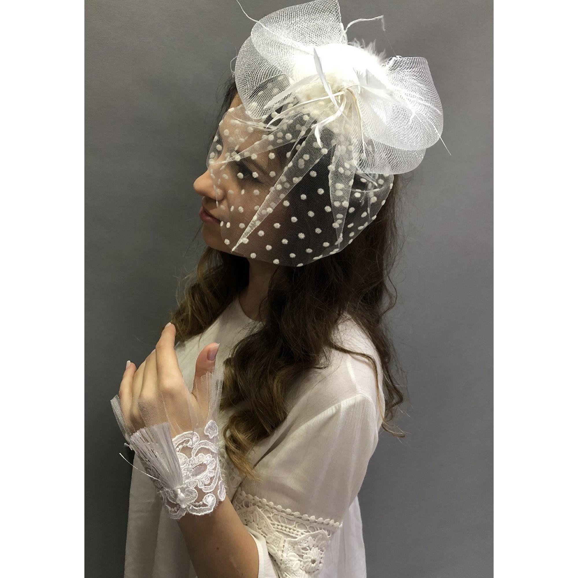 Beyaz Bileklik ve Vualet Nikah Şapkası