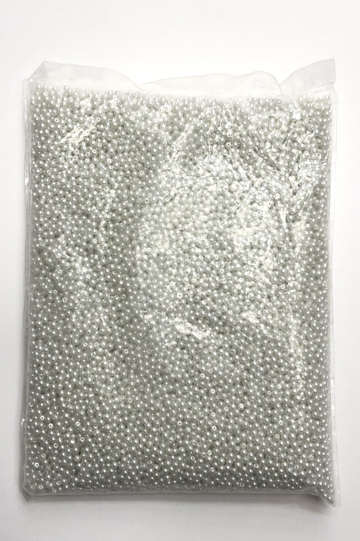 Beyaz Cam İnci Boncuk 3 mm