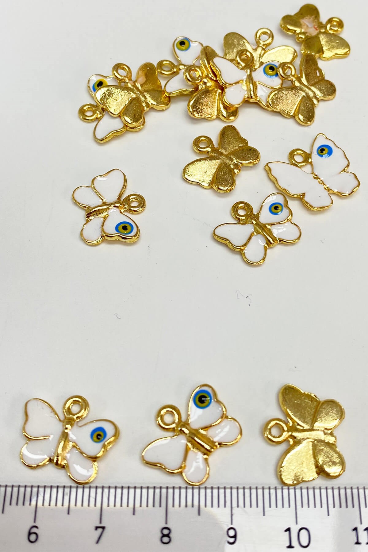 White Butterfly Model Evil Eye Bead Pendant 1 Piece