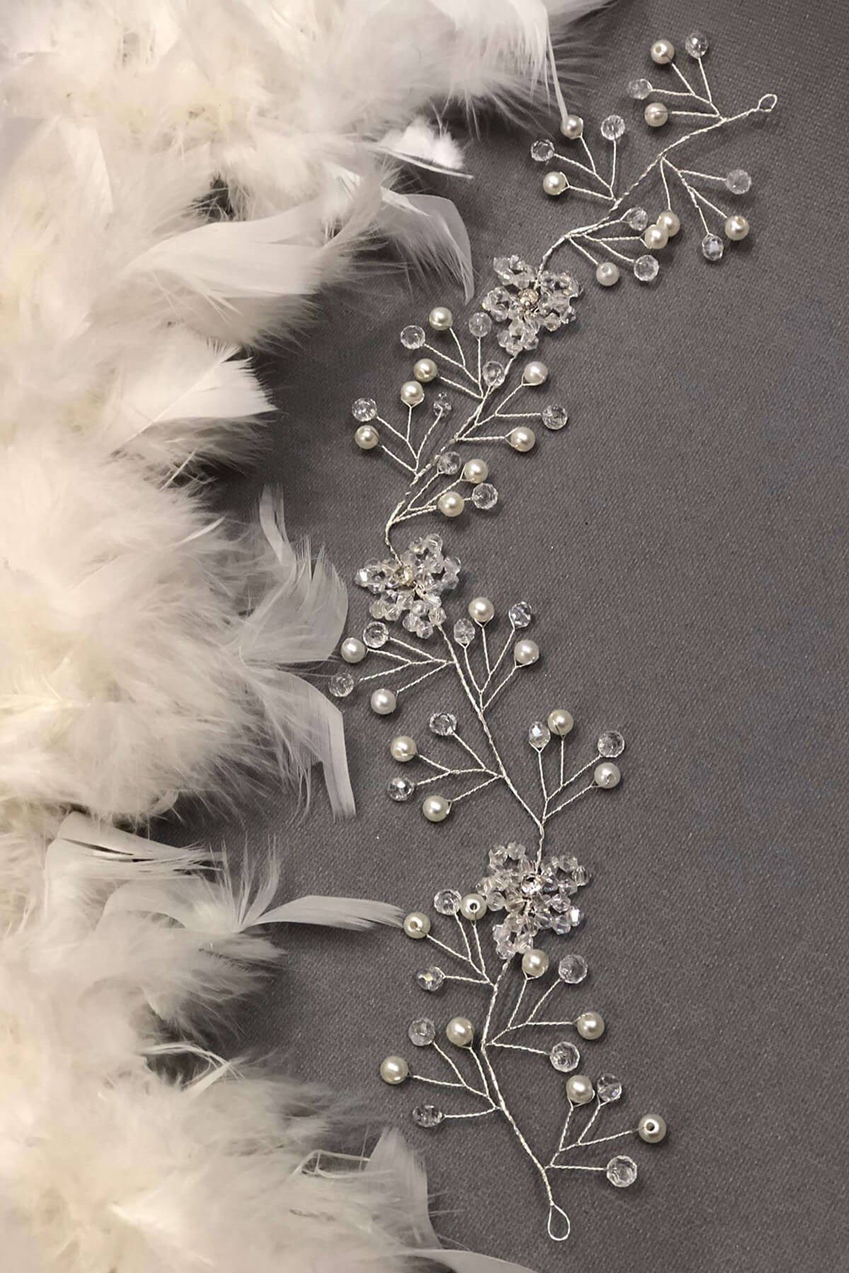 White Crystal Hair and Turban Accessory