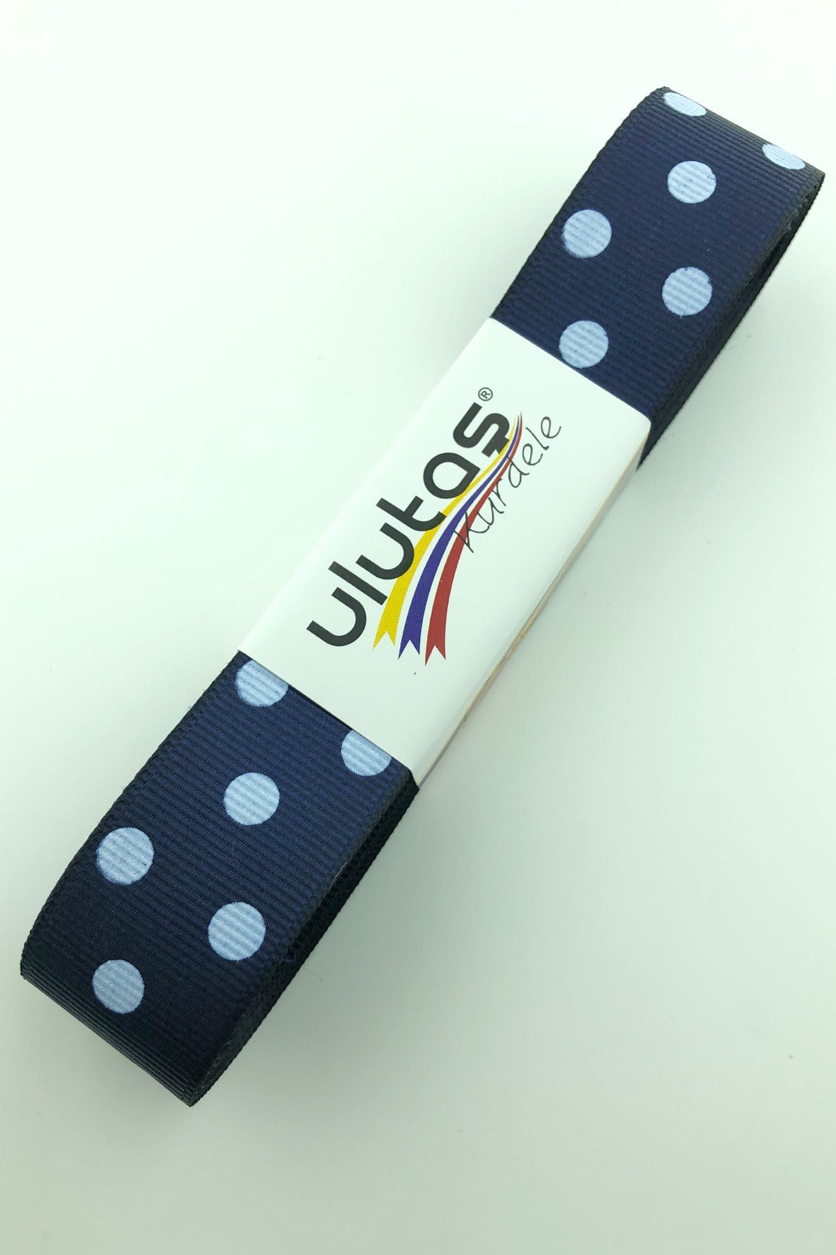 White Navy Blue Polka Dot Grosgrain Ribbon 2.5 cm