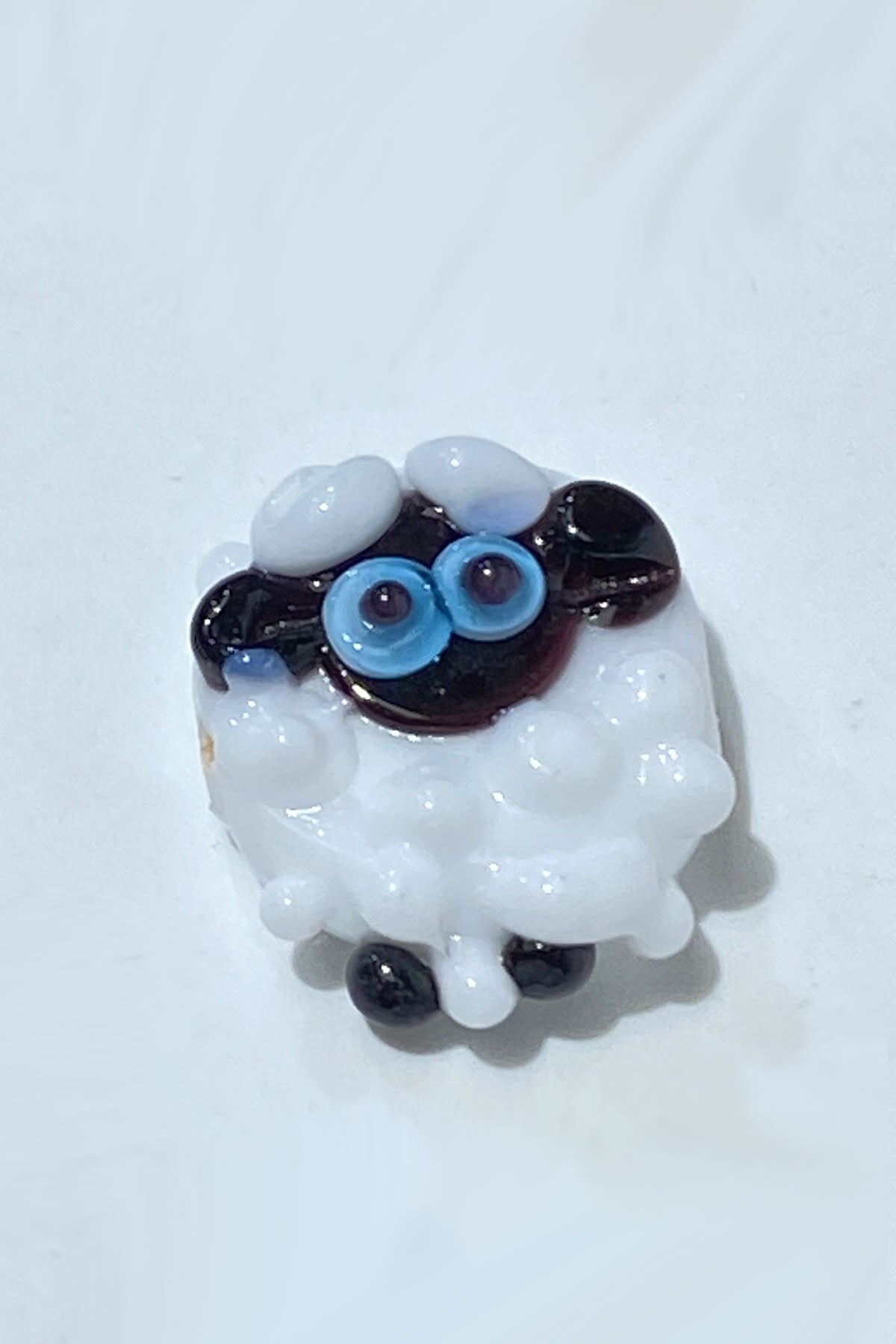 White Murano Handmade Glass Beads Sheep 1 Piece