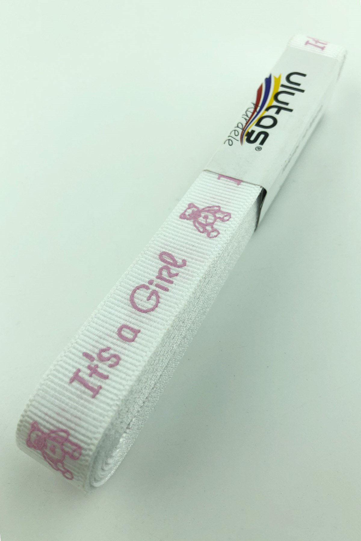 Beyaz Pembe Bebek Figür Baskılı Grogren Kurdele 1,5 cm