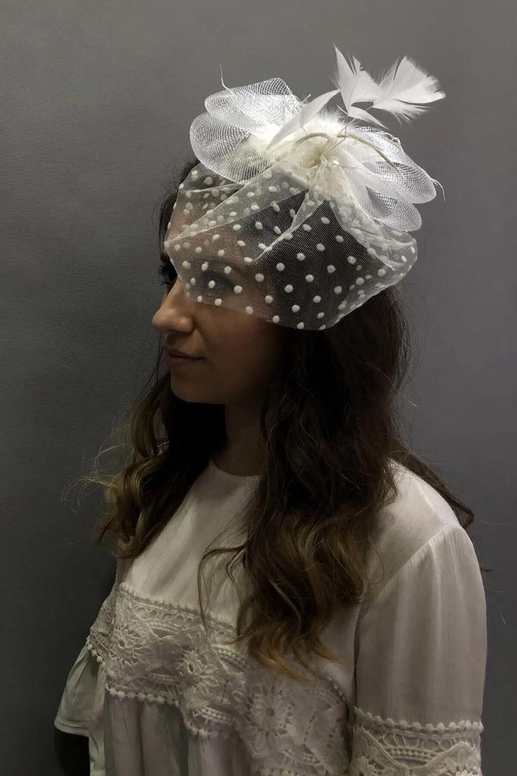Beyaz Puantiyeli Violet Nikah Şapkası