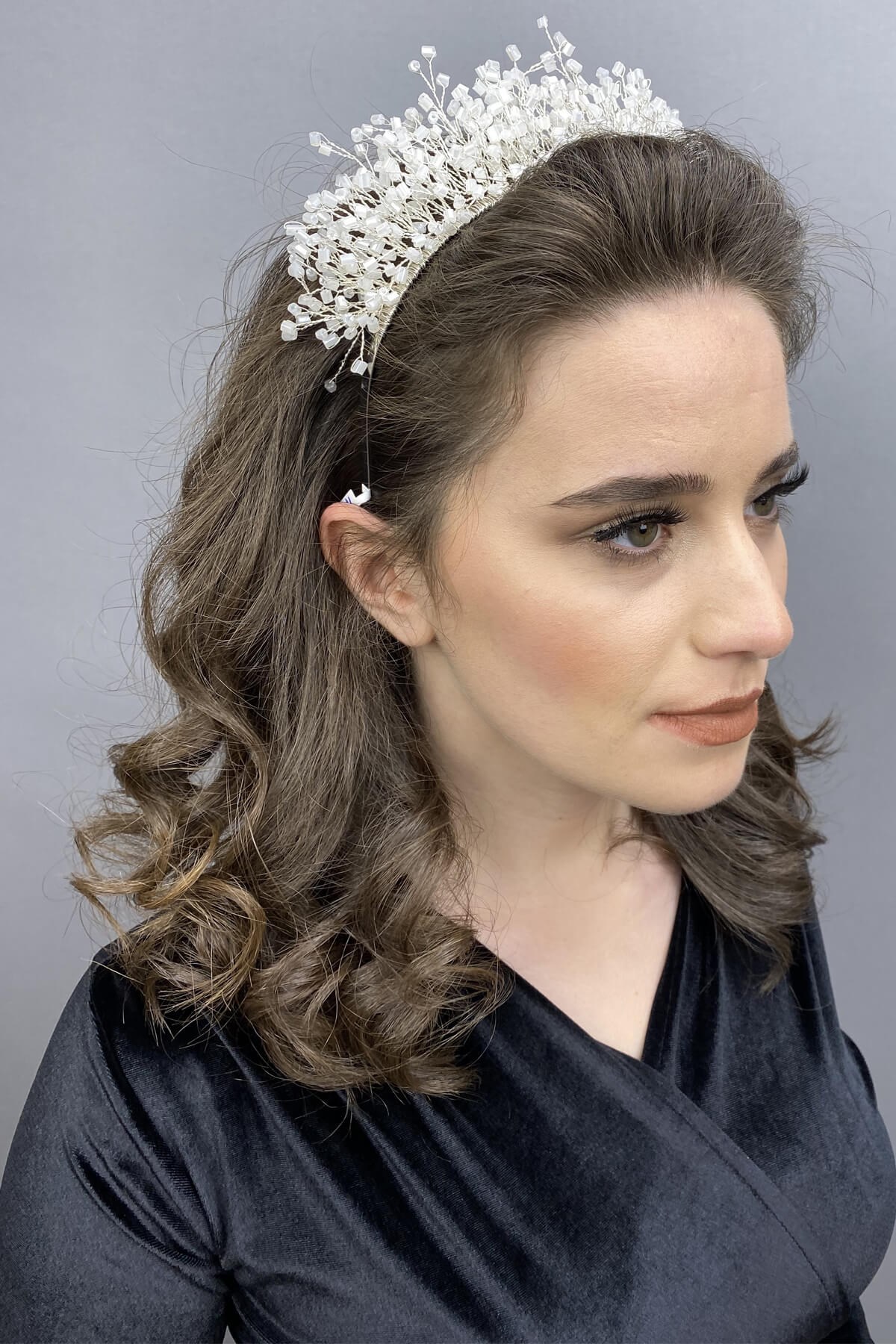 White Rigel Crystal Stone Henna and Bridal Crown