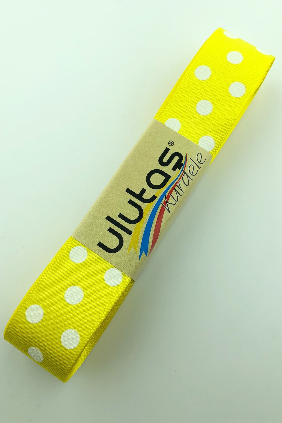White Yellow Polka Dot Grosgrain Ribbon 2.5 cm