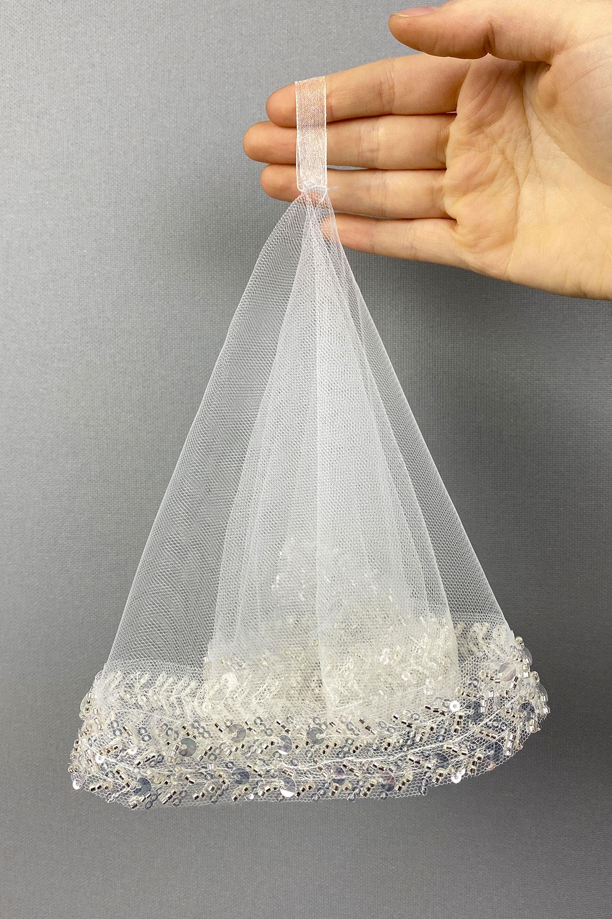 White Water Vip Model Beaded Bridal Halay Handkerchief 5 pcs