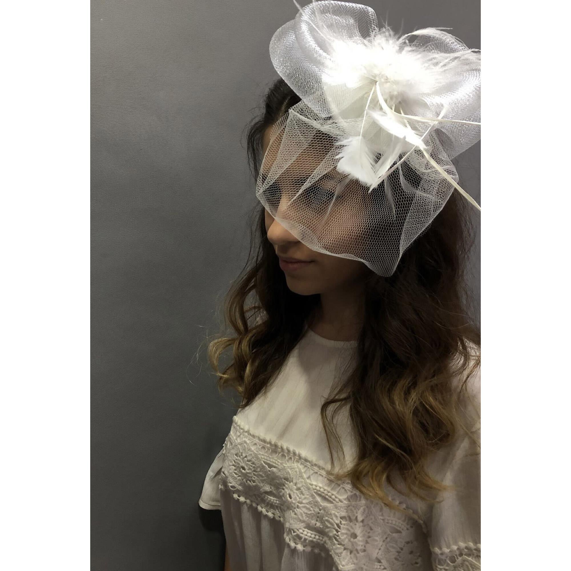 Toptan Beyaz Tüllü Vualet Nikah Şapkası