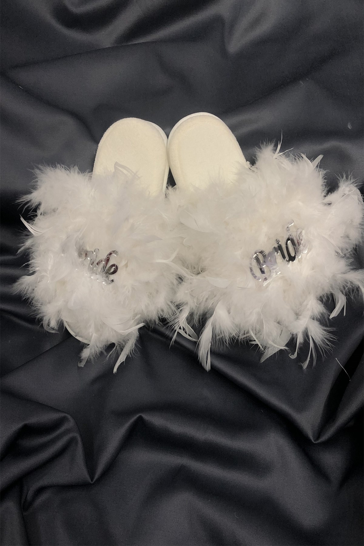 White Feather Bride Bride Slippers