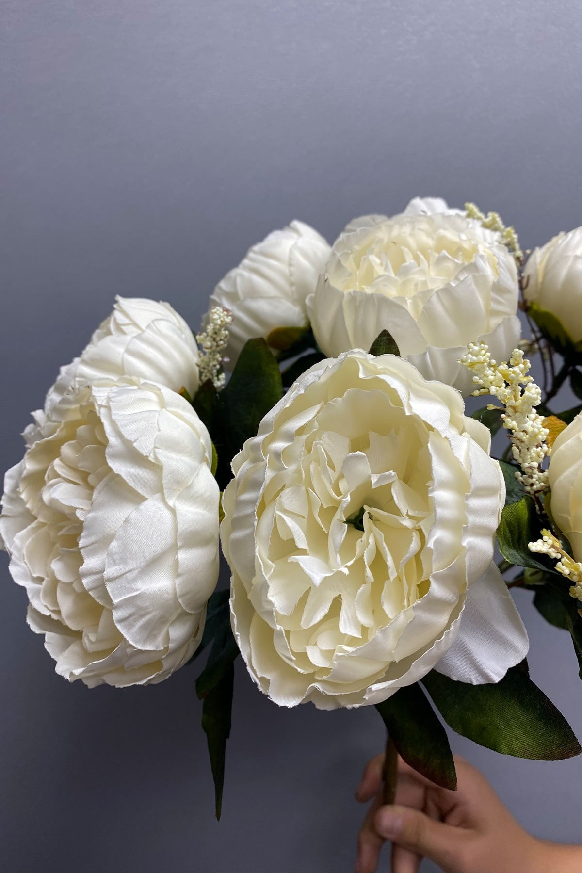 White Artificial Flower Big Erengül Peony 9 Pcs